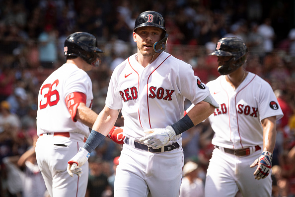 Xander Bogaerts and Trevor Story lead the way as Red Sox finish off sweep of Rangers with 5-2 win; Triston Casas records first career hit in&nbsp;debut